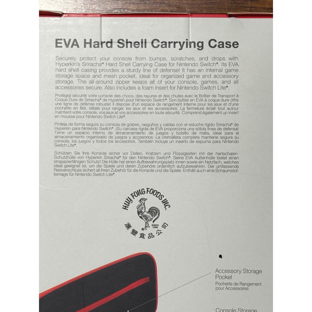 Hyperkin Sriracha Nintendo Switch EVA Hard Shell Case Limited Edition Huy Fong - Picture 3 of 5